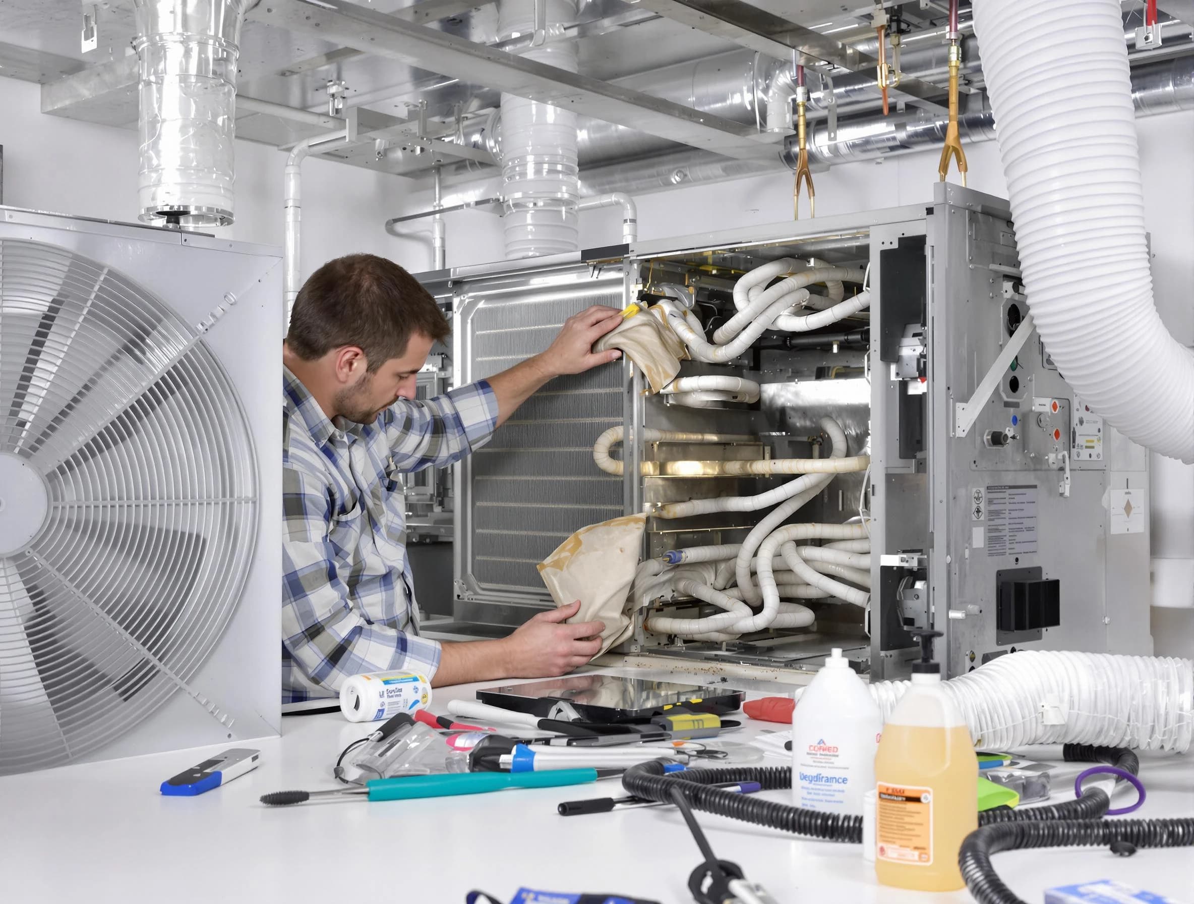 Aurora Air Duct Cleaning specialist performing precision AC coil cleaning in Aurora