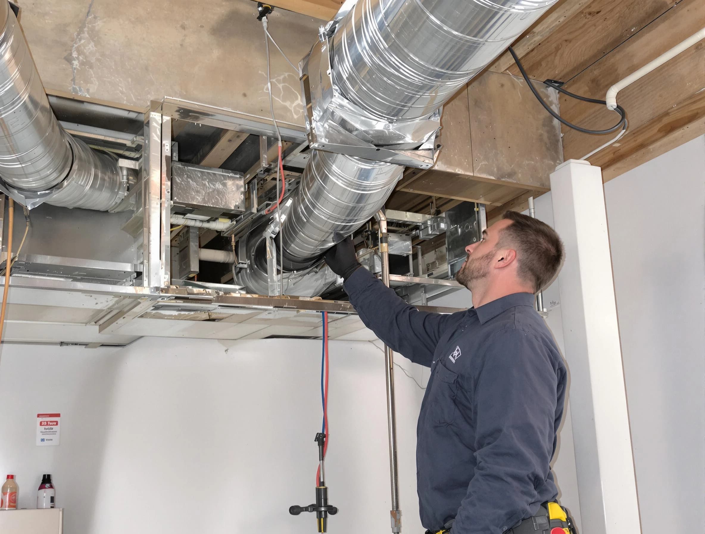 Aurora Air Duct Cleaning technician performing professional air duct repair using specialized tools in Aurora