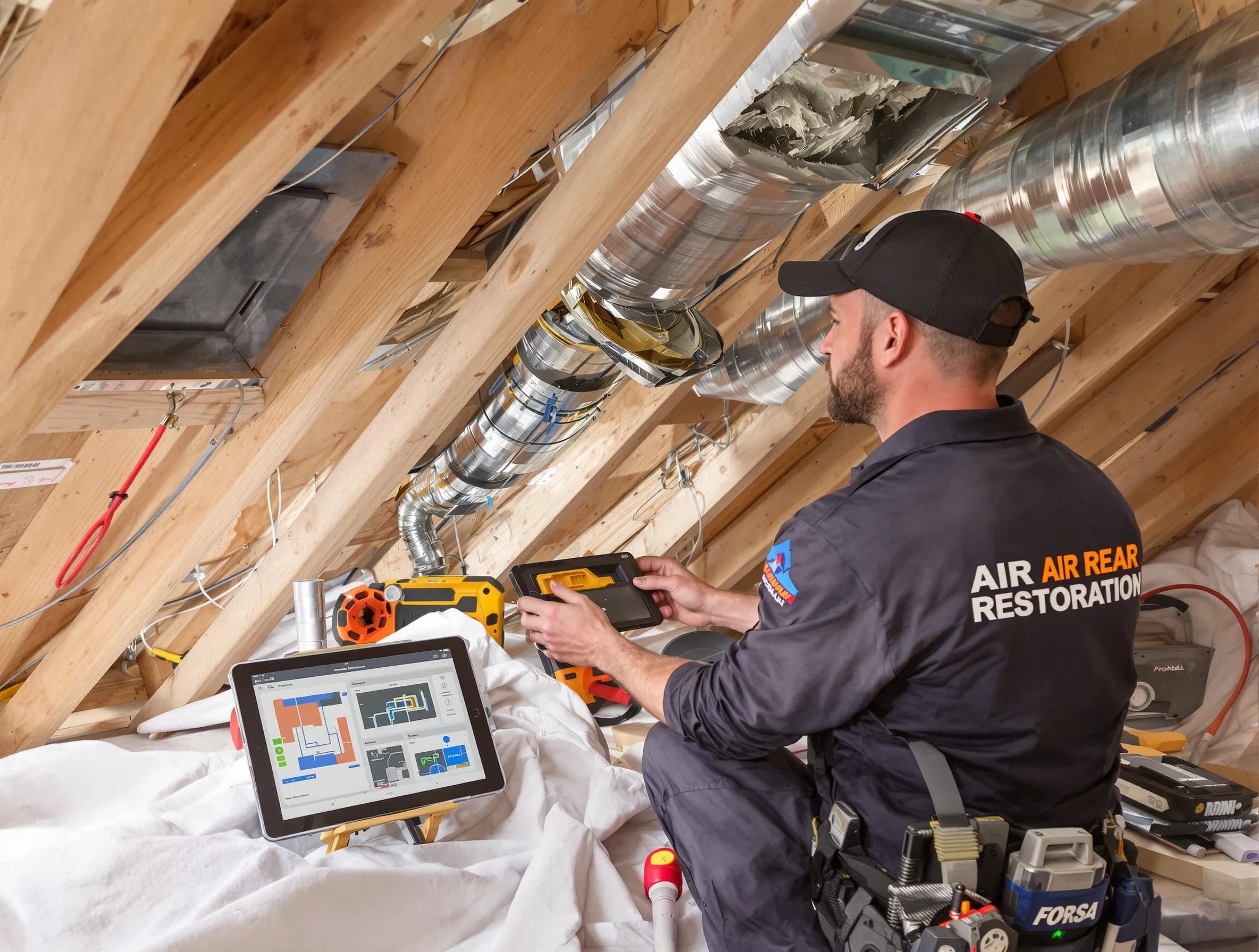 Aurora Air Duct Cleaning technician performing precise duct repair work in Aurora