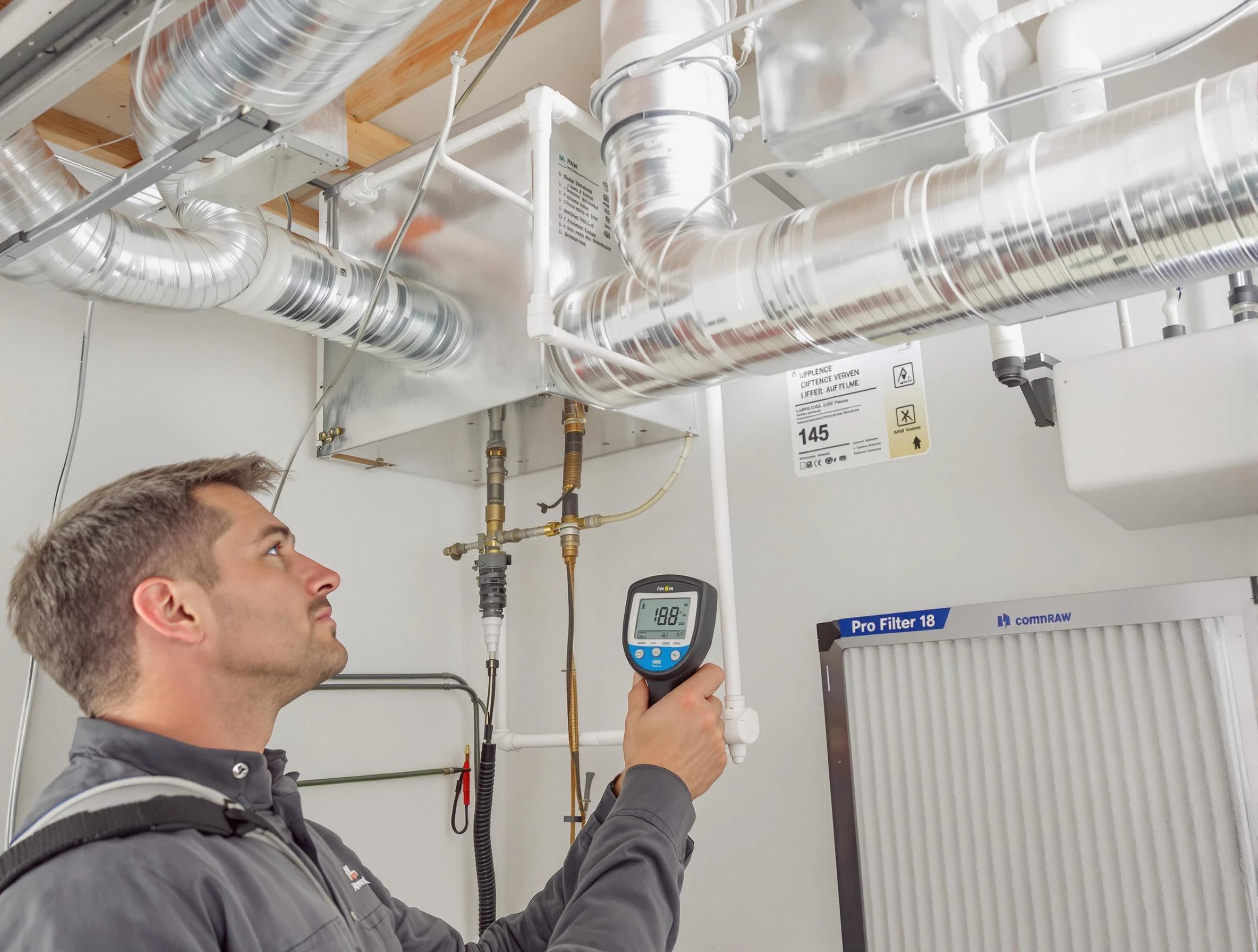 Aurora Air Duct Cleaning expert conducting detailed filter system inspection using diagnostic tools in Aurora
