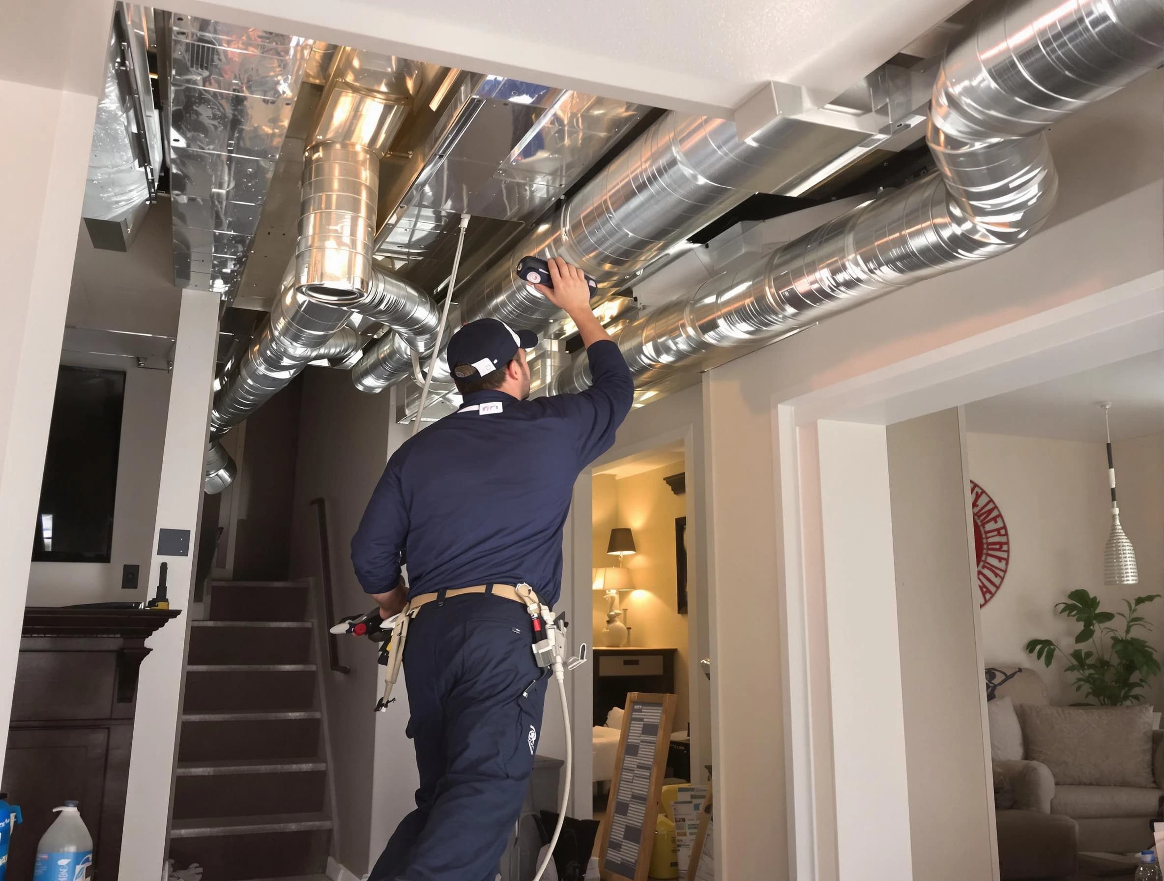 Aurora Air Duct Cleaning expert performing specialized duct cleaning in a mobile home in Aurora