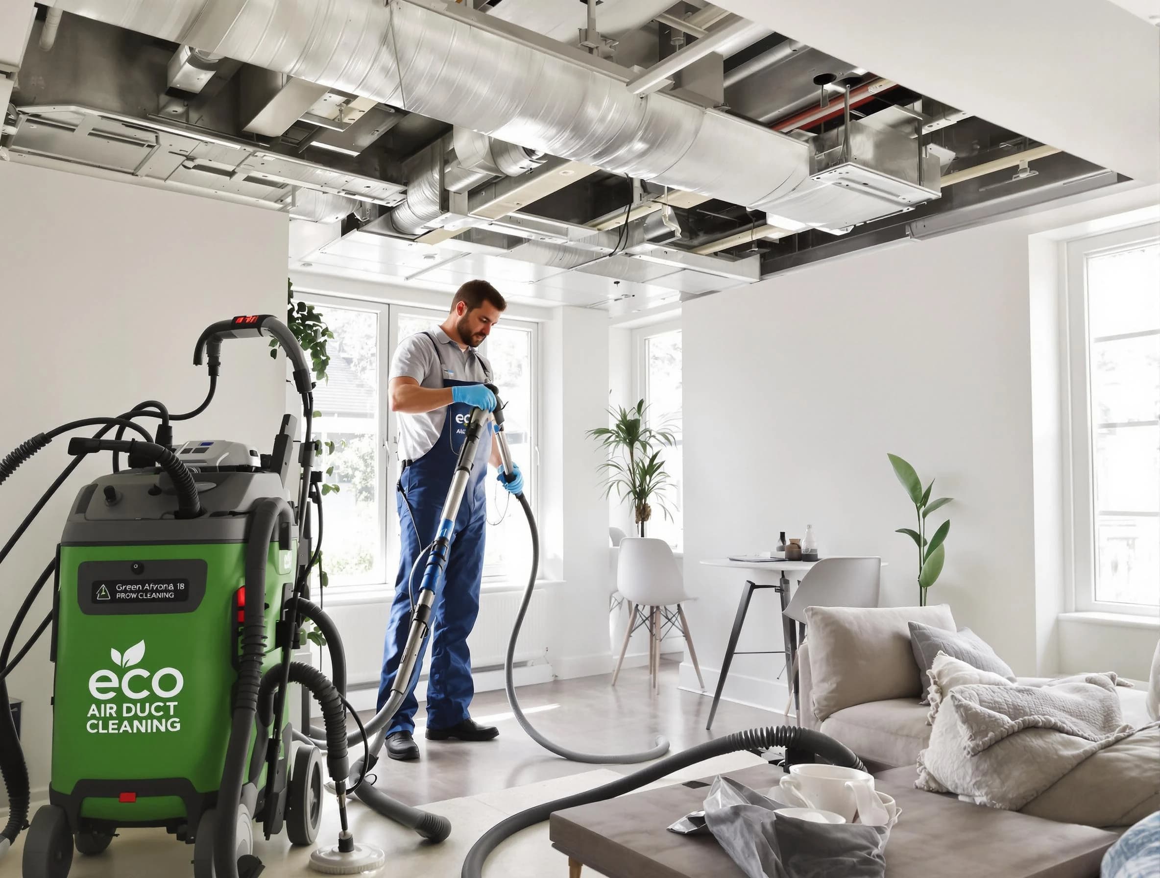 Aurora Air Duct Cleaning technician performing eco-friendly duct cleaning using sustainable methods in Aurora