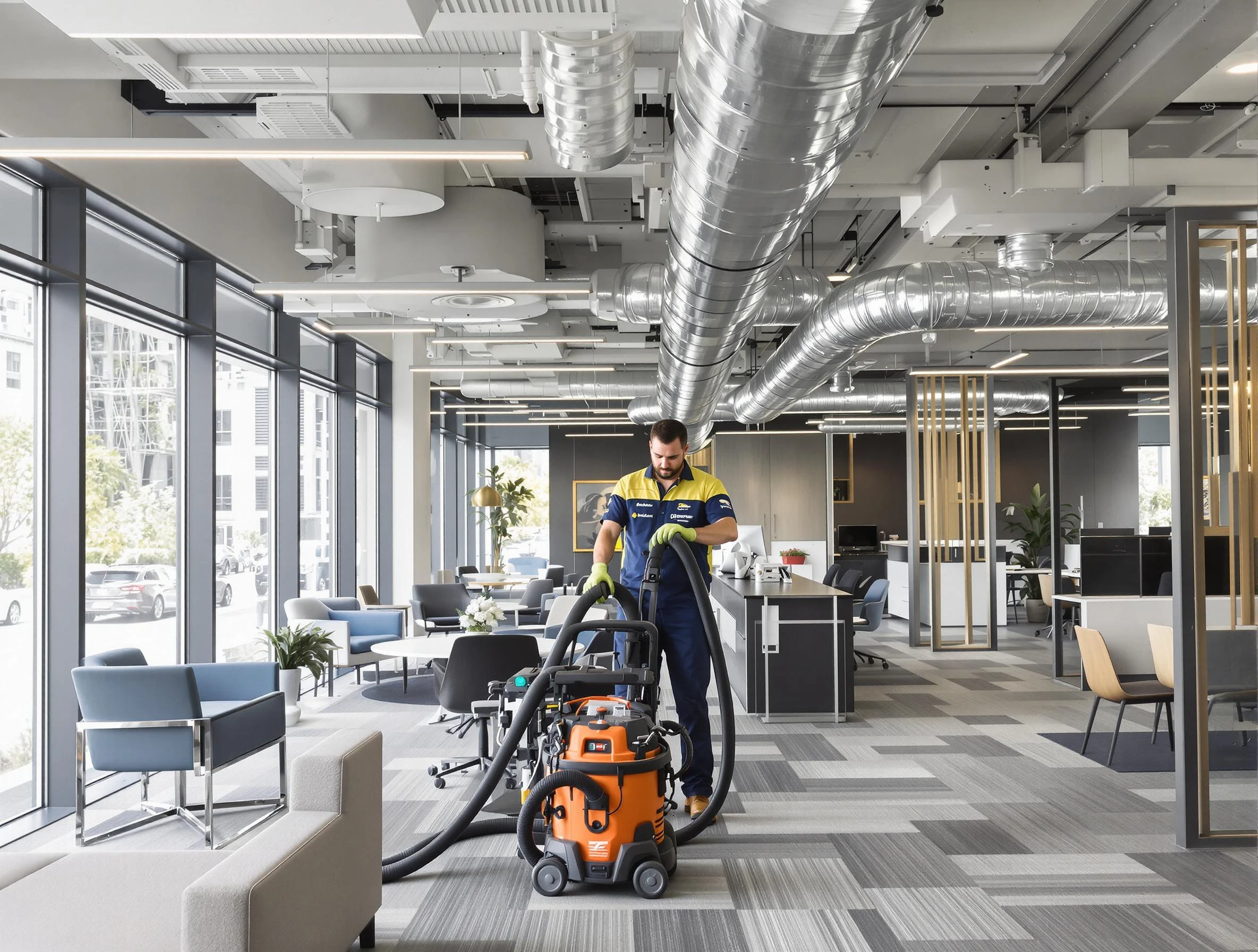 Aurora Air Duct Cleaning team performing thorough commercial duct cleaning at a Aurora business center